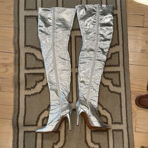 Silver High Heel Boots